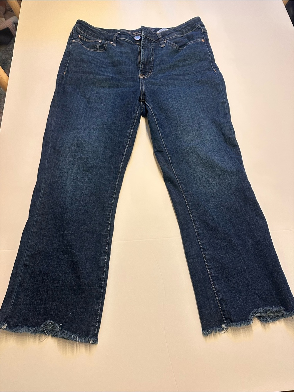 Seven7 Jeans Women’s Size 12 Dark Wash Frayed Hem Flare Jeans